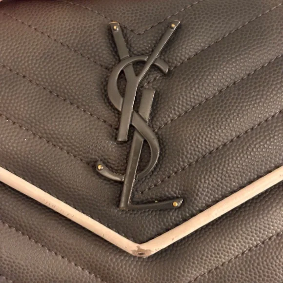 Saint Laurent YSL Cassandre Chevron Quilted Grey Leather Long Wallet W/ COA - Picture 3 of 15